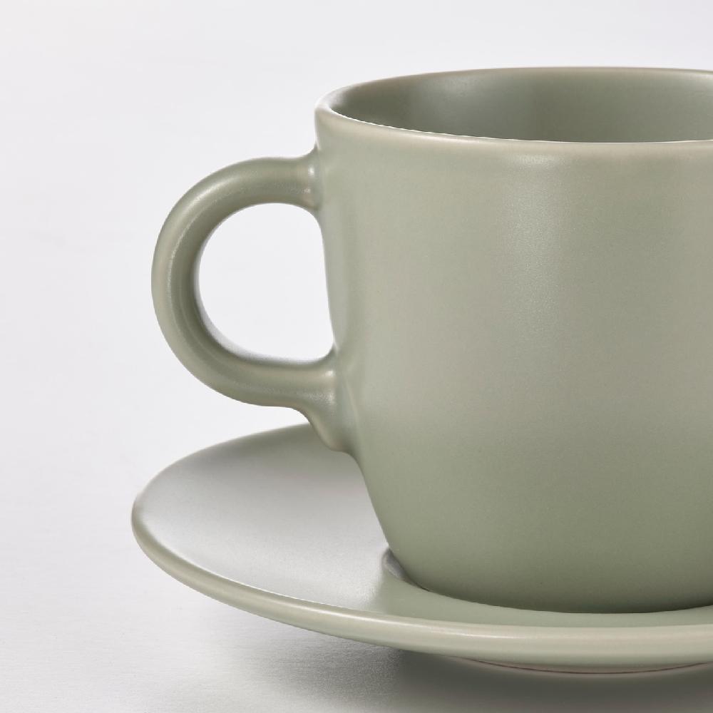 IKEA FÄRGKLAR Tasse mit Untertasse mattiert grün 25 cl Saisonschlussverkauf