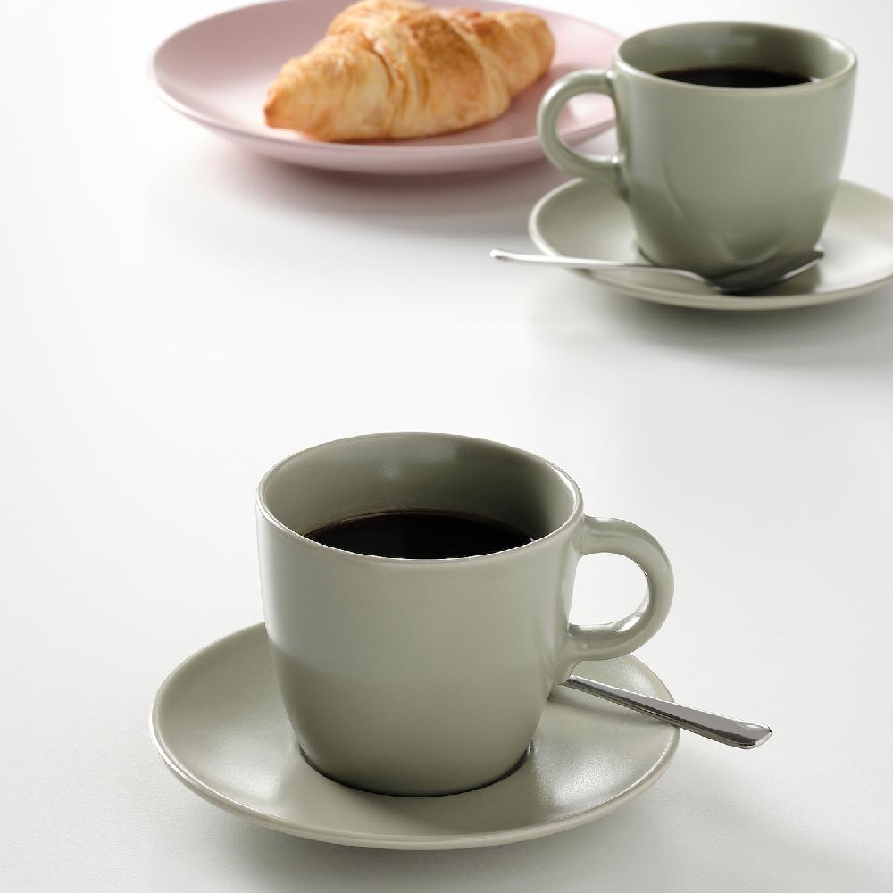 IKEA FÄRGKLAR Tasse mit Untertasse mattiert grün 25 cl Saisonschlussverkauf