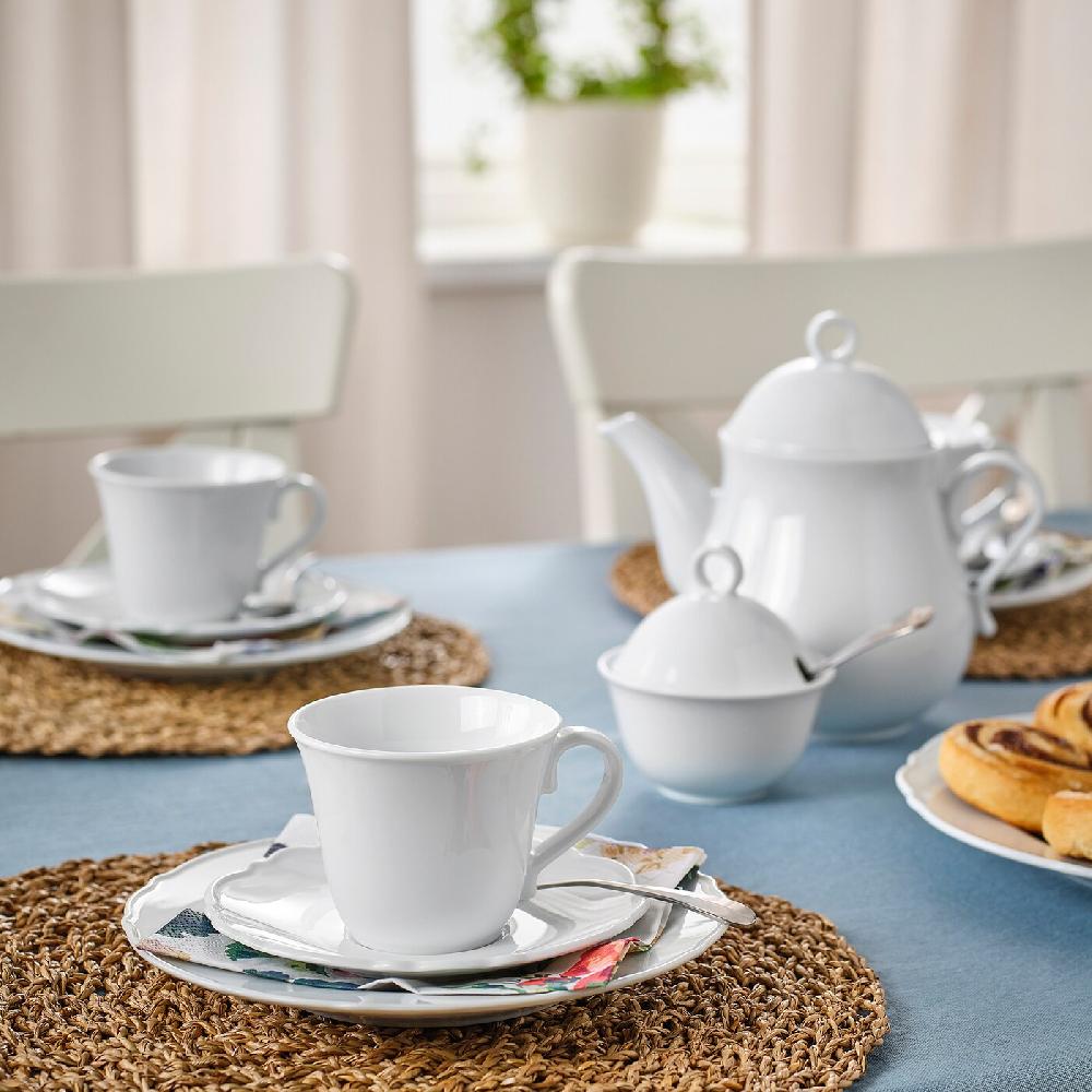 IKEA UPPLAGA Tasse mit Untertasse weiß 23 cl Valentinstagsangebot