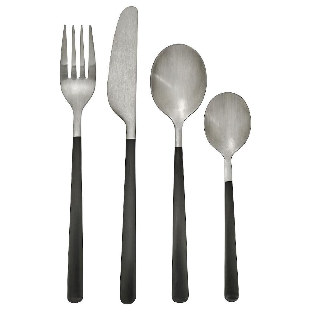 IKEA LÖFTESRIK Besteck 24-tlg. schwarz/Edelstahl Satin