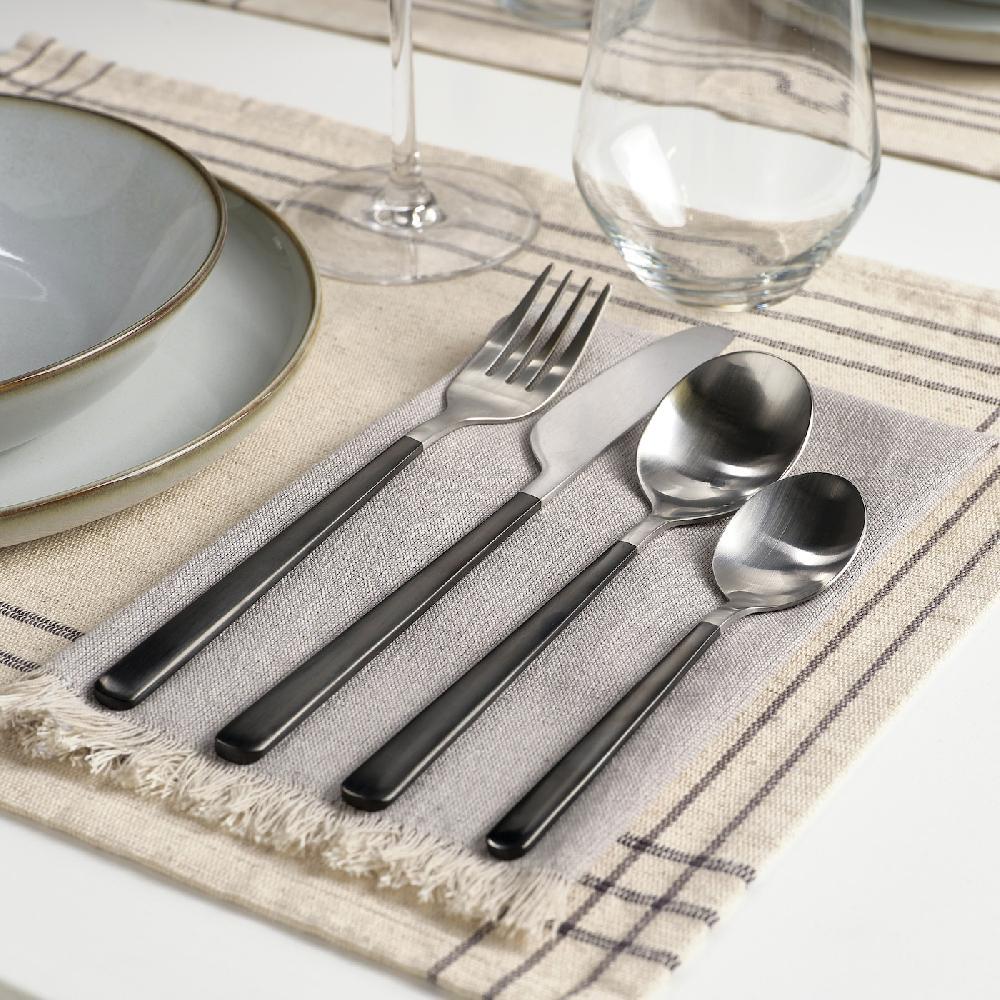 IKEA LÖFTESRIK Besteck 24-tlg. schwarz/Edelstahl Satin Rabatte dieses Monats