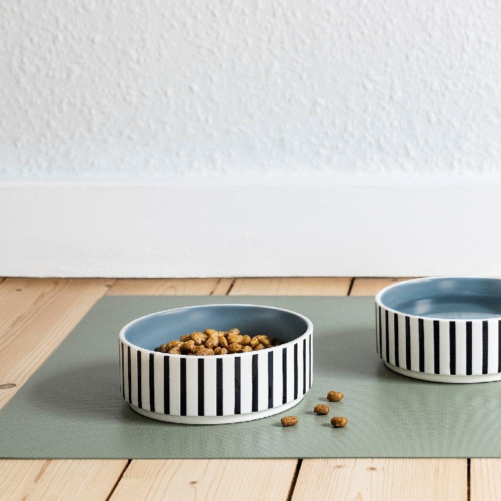 IKEA UTSÅDD Napf für Haustier Streifen schwarzblau/graublau 11 cm Lagerräumung
