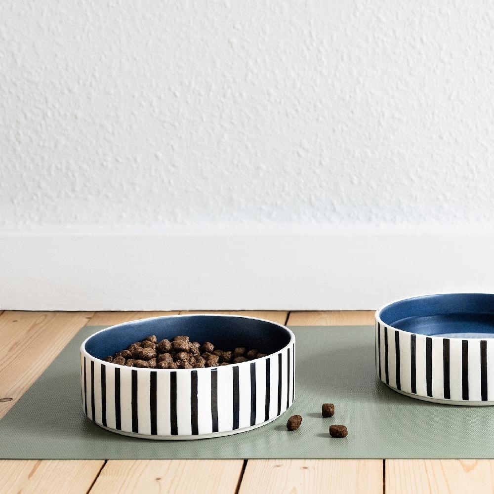 IKEA UTSÅDD Napf für Haustier Streifen schwarzblau/dunkelblau 15 cm Heißer Verkauf