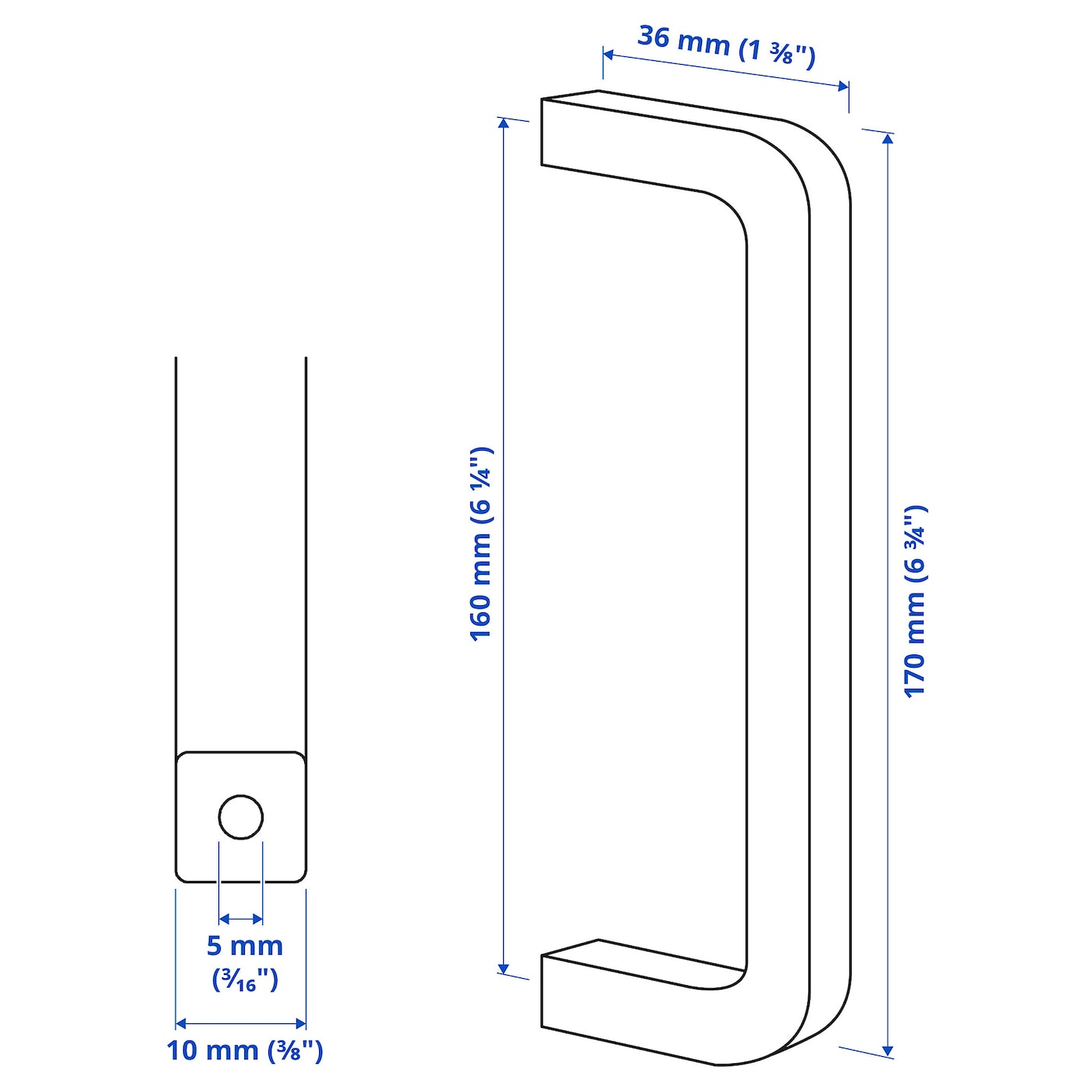 IKEA BORGHAMN Griff 170 mm Begrenzte Freigabe