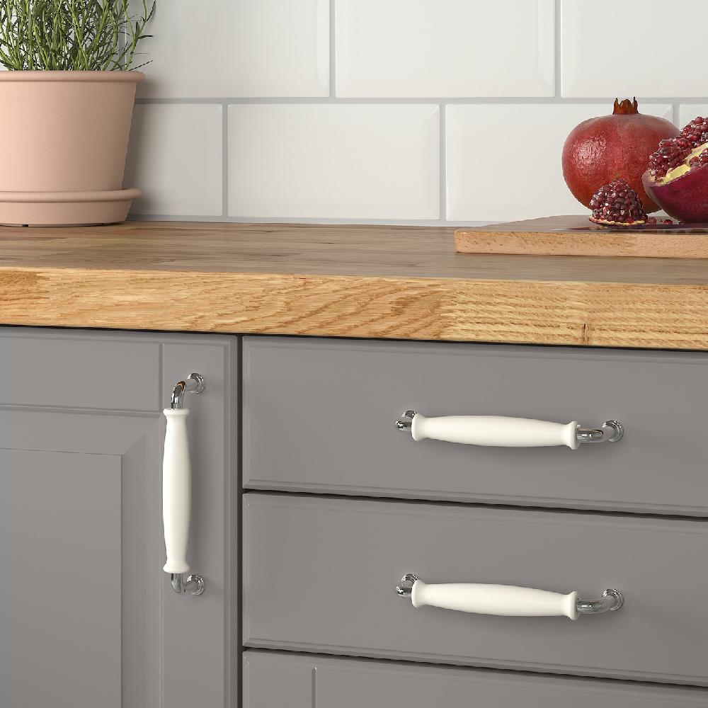 IKEA KLINGSTORP Griff elfenbeinweiß/verchromt 141 mm Bis zu 50% Rabatt