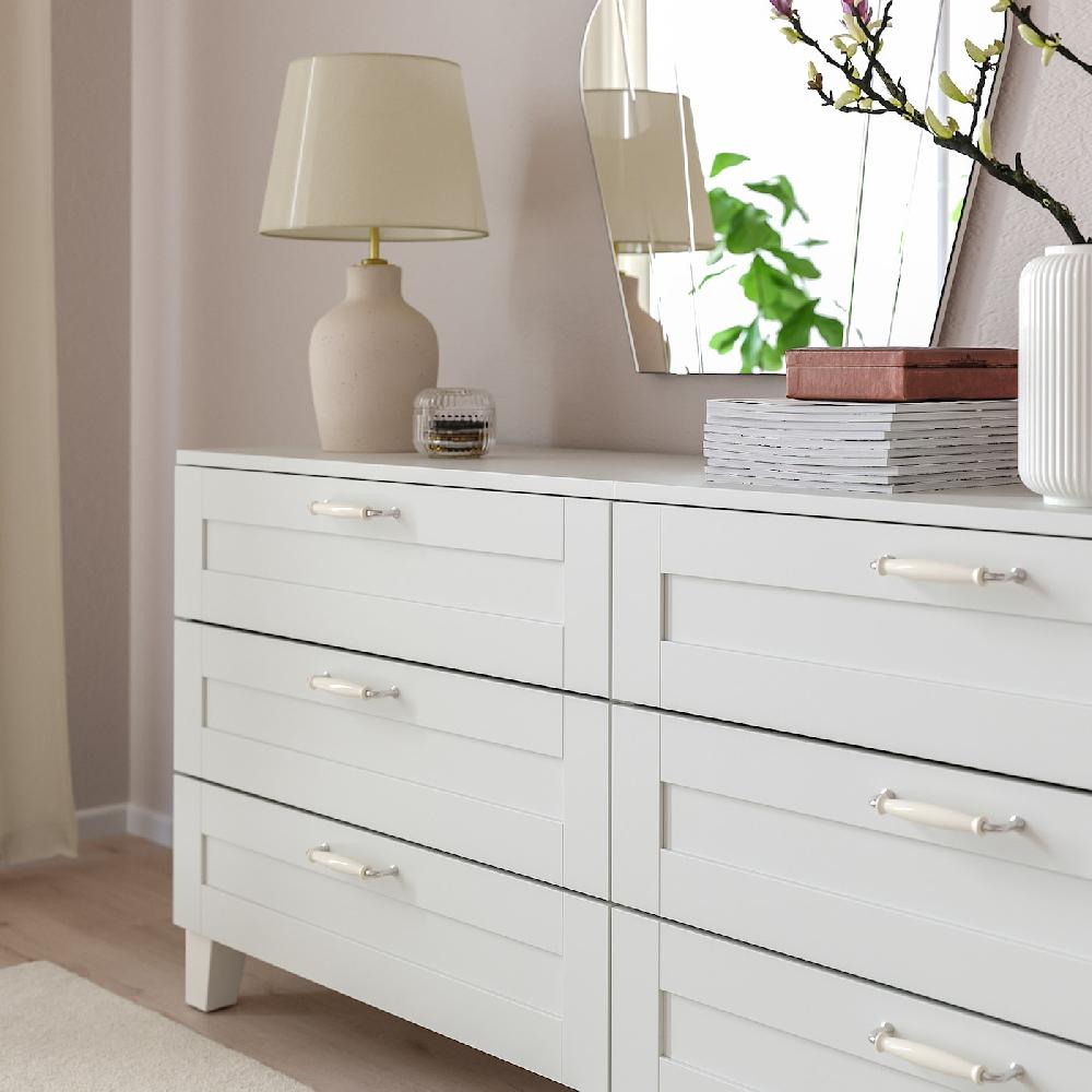 IKEA KLINGSTORP Griff elfenbeinweiß/verchromt 141 mm Bis zu 50% Rabatt