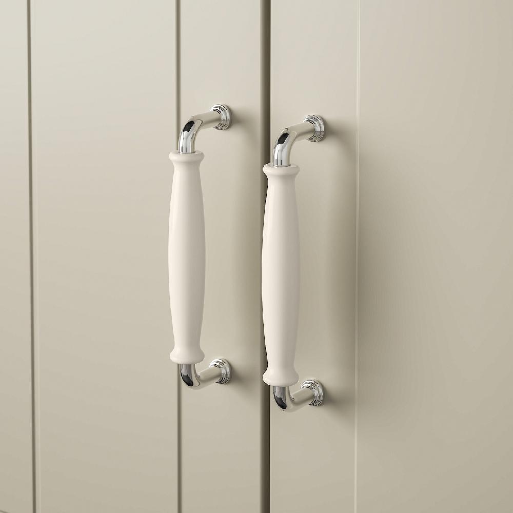 IKEA KLINGSTORP Griff elfenbeinweiß/verchromt 141 mm Bis zu 50% Rabatt