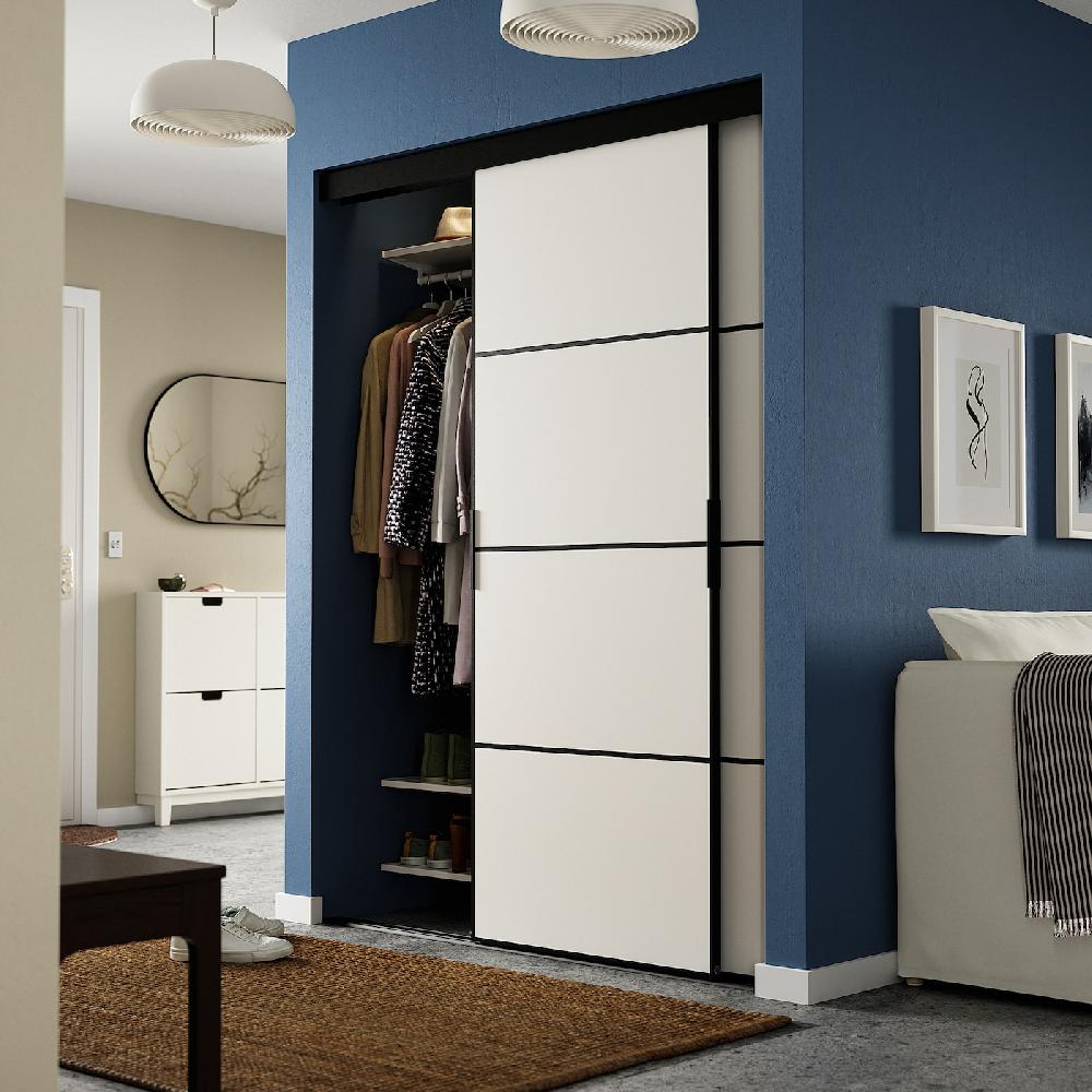 IKEA SKYTTA / MEHAMN Schiebetür-Kombination schwarz/doppelseitig weiß 152x205 cm Flash Sale