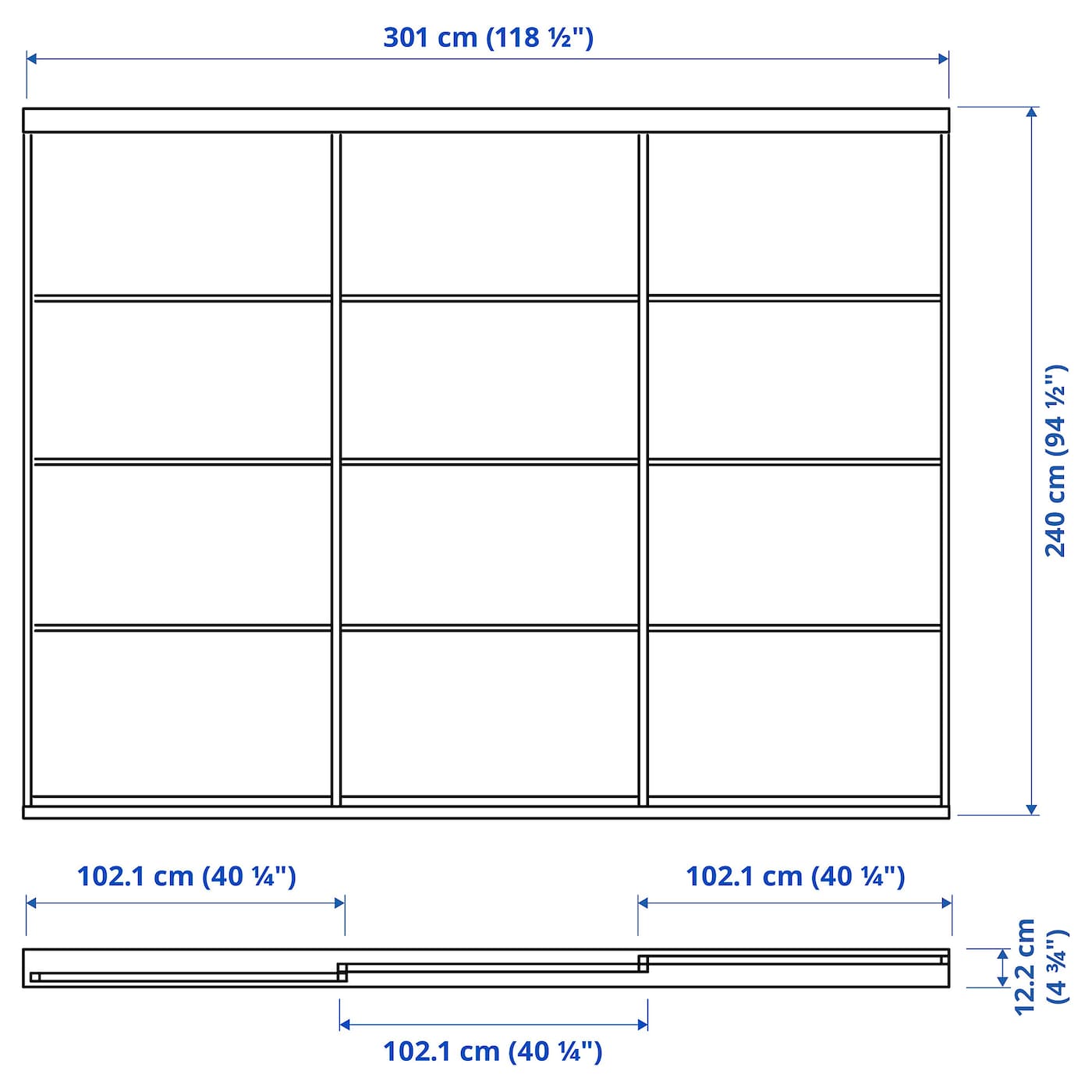 IKEA SKYTTA / TJÖRHOM Schiebetür-Kombination weiß/weiß 301x240 cm Osterangebot