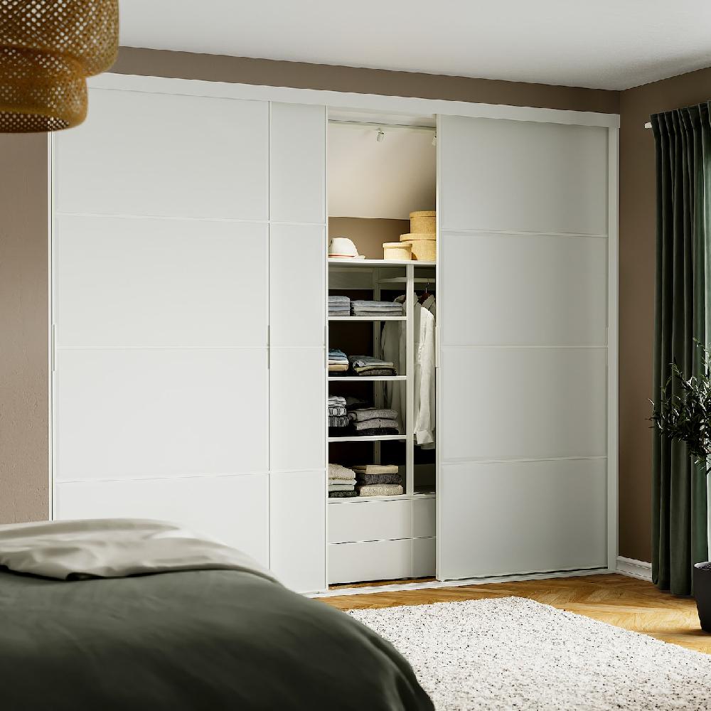 IKEA SKYTTA / TJÖRHOM Schiebetür-Kombination weiß/weiß 301x240 cm Osterangebot