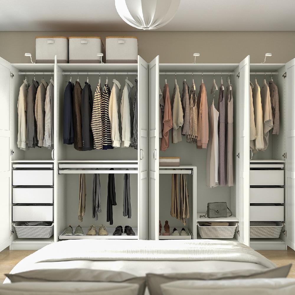 IKEA SKYTTA / PAX Kleiderschrank+Schiebetüren begehb. weiß Hokksund/Hgl hgra 301x160x205 cm Neueste Mode