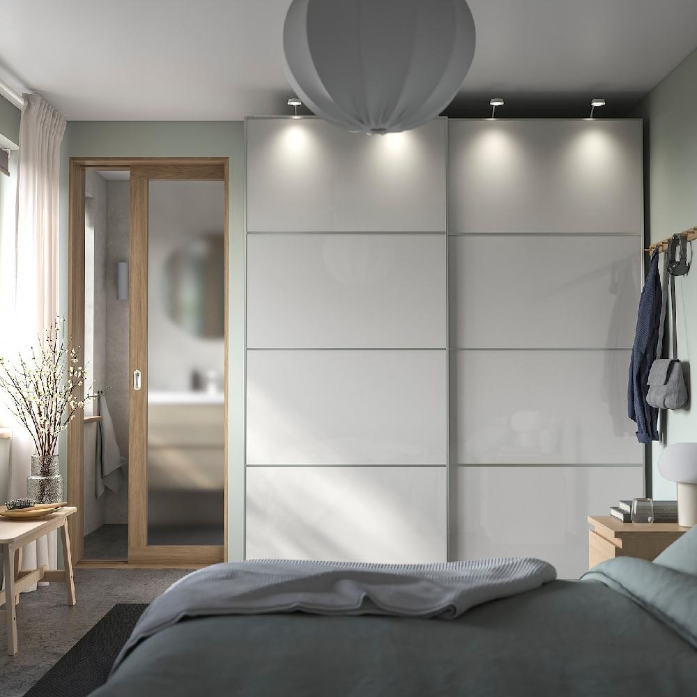 IKEA HOKKSUND 4 Paneele f Schiebetürrahmen Hochglanz hellgrau 100x236 cm Zeitlich begrenztes Angebot