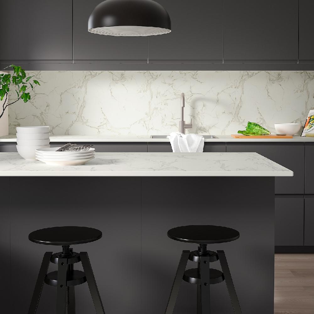 IKEA RUNSBÄCK Wandpaneel maßgefertigt matt weiß/marmoriert Porzellankomposit 1 m²x1.2 cm Begrenzt auf 3 Tage