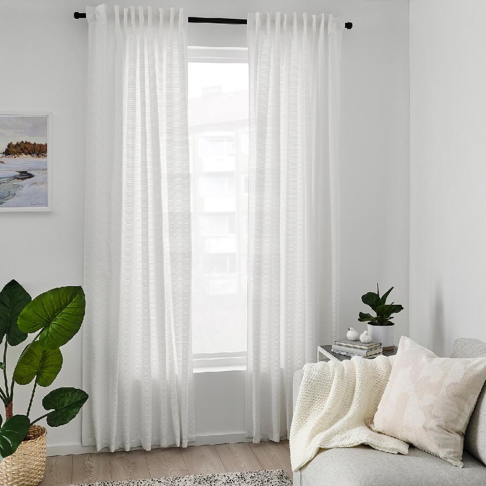IKEA GUNNLAUG Gardine geräuschdämmend weiß 145x300 cm Verkauf