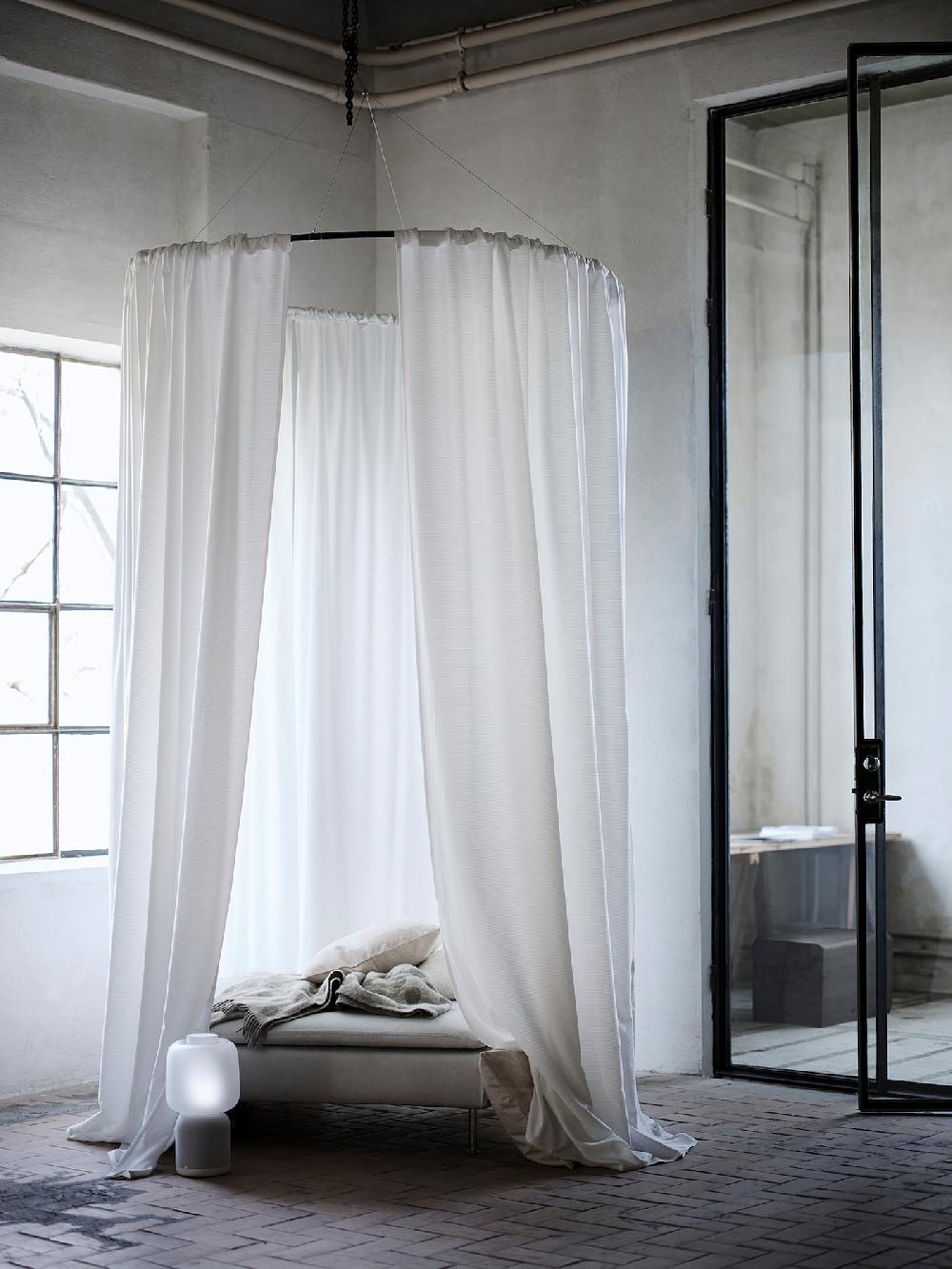 IKEA GUNNLAUG Gardine geräuschdämmend weiß 145x300 cm Verkauf