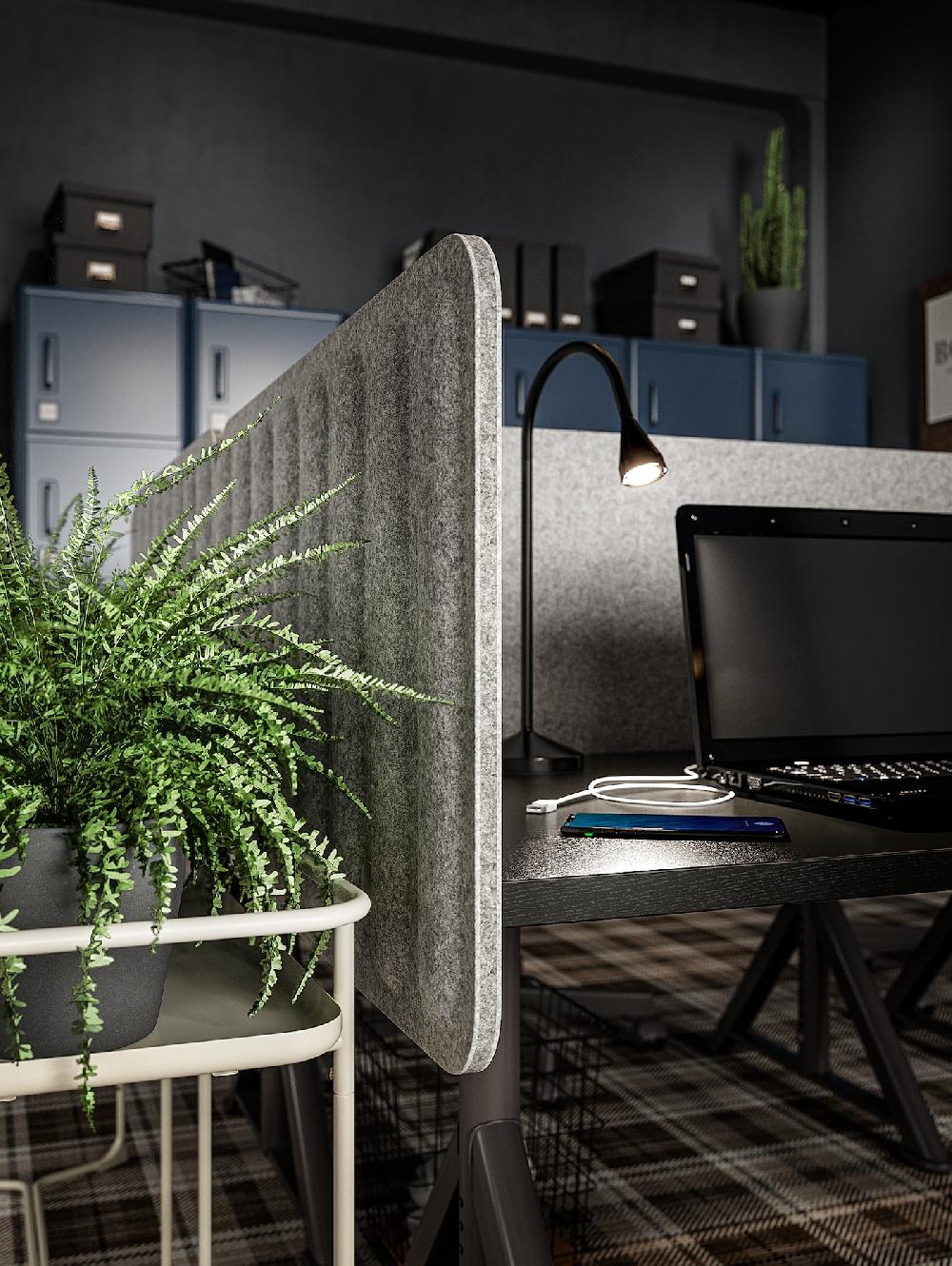 IKEA EILIF Abschirmung für Schreibtisch grau 140x48 cm Meist gekauft