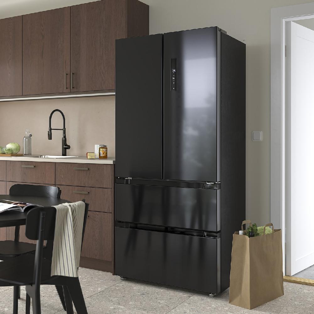 IKEA RIBBENÅS Kühl-/Gefrierschrank doppeltürig IKEA 700 frei stehend/schwarz Edelstahl 347/169 l VIP-Rabatte
