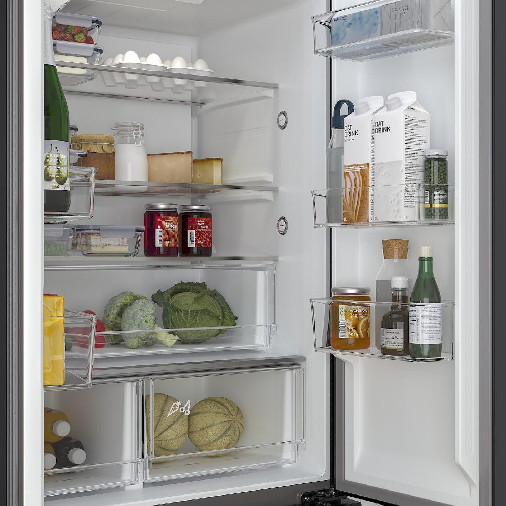 IKEA RIBBENÅS Kühl-/Gefrierschrank doppeltürig IKEA 700 frei stehend/schwarz Edelstahl 347/169 l VIP-Rabatte