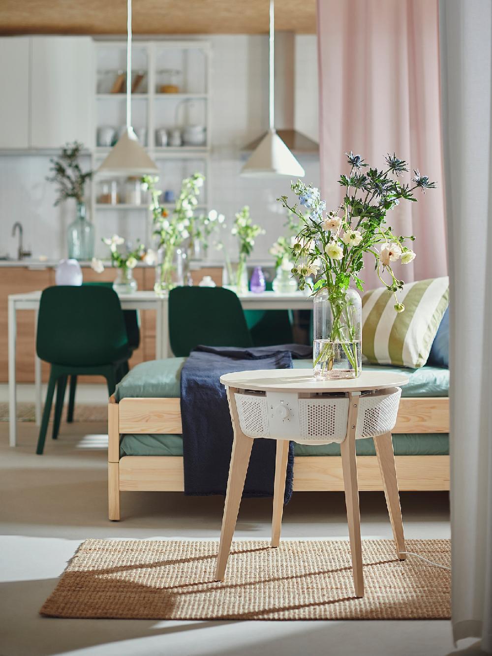 IKEA STARKVIND Tisch mit Luftreiniger gebeiztes Eichenfurnier/weiß smart Online