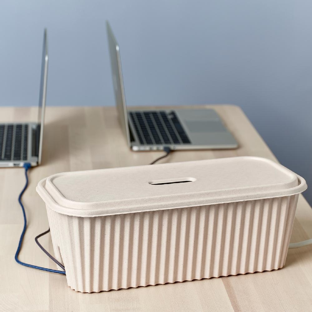 IKEA HÖNSNÄT Ladestation mit Kabelaufbewahrung naturfarben 38x18x14 cm Günstiger Verkauf