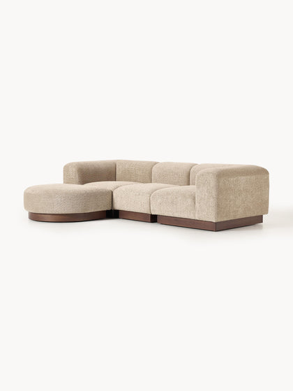 Westwing Collection Modulares Sofa Natalie (3-Sitzer) aus Teddy-Bouclé mit Hocker (links/rechts) Super Rabatt