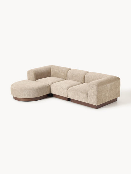 Westwing Collection Modulares Sofa Natalie (3-Sitzer) aus Teddy-Bouclé mit Hocker (links/rechts) Super Rabatt