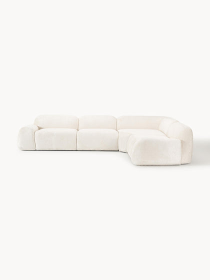 Westwing Collection Modulares Ecksofa Wolke (4-Sitzer) aus Teddy-Bouclé