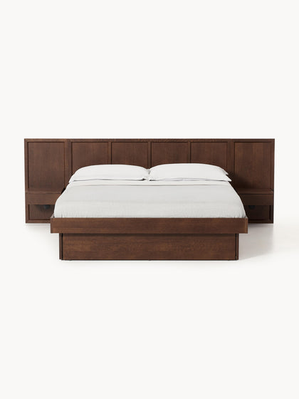 Westwing Collection Holzbett Nanto mit Nachttischen und Kopfteil Limitierter Zeitrabatt