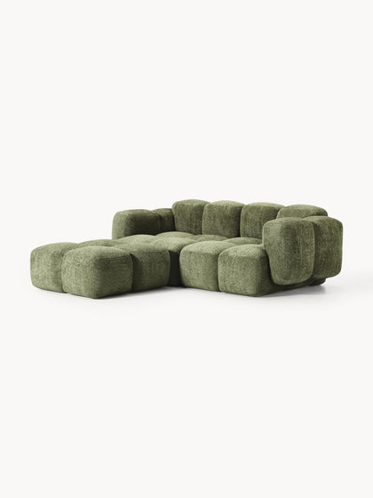 Westwing Collection Modulares Sofa Tayla (3-Sitzer) aus Teddy-Bouclé mit Hocker (links/rechts) Sonderangebot