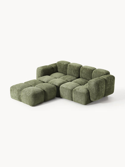 Westwing Collection Modulares Sofa Tayla (3-Sitzer) aus Teddy-Bouclé mit Hocker (links/rechts) Sonderangebot
