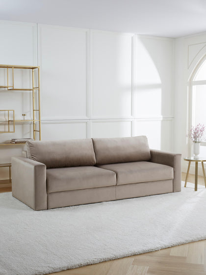 Westwing Collection Samt-Schlafsofa Tasha (3-Sitzer) mit Stauraum Exklusivangebot