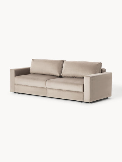 Westwing Collection Samt-Schlafsofa Tasha (3-Sitzer) mit Stauraum Exklusivangebot