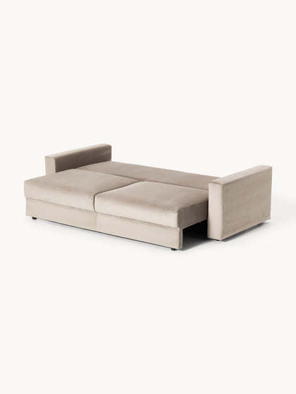 Westwing Collection Samt-Schlafsofa Tasha (3-Sitzer) mit Stauraum Exklusivangebot