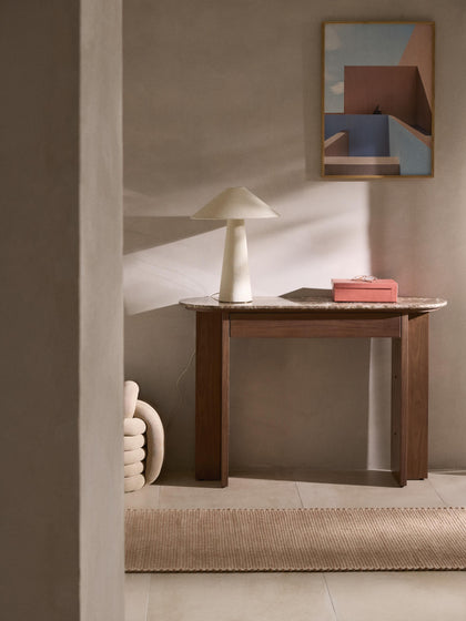 Westwing Collection Holz-Konsole Zumi mit Marmorplatte und Schublade Preisnachlass