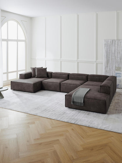 Westwing Collection Modulare Wohnlandschaft Lennon aus recyceltem Leder Neueste Stile