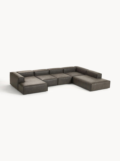 Westwing Collection Modulare Wohnlandschaft Lennon aus recyceltem Leder Neueste Stile