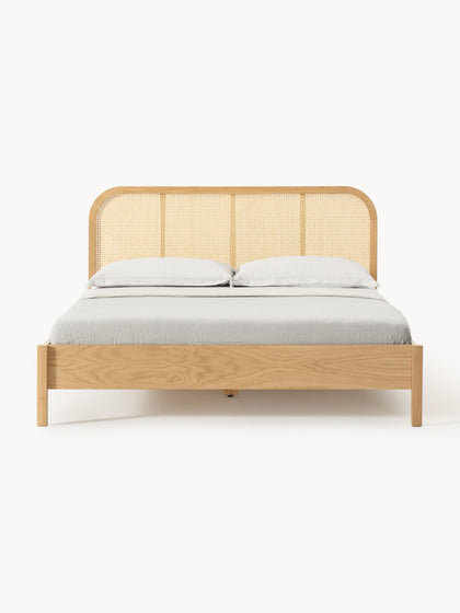 Westwing Collection Holzbett Jones mit Kopfteil aus Wiener Geflecht Bis zu 50% Rabatt