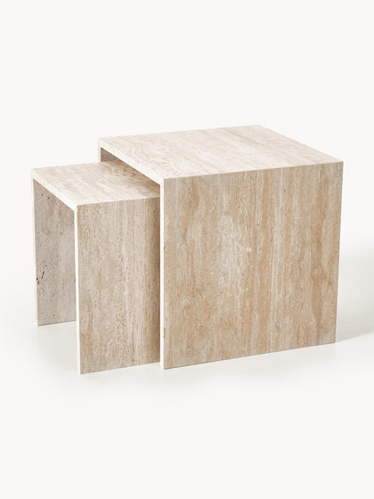 Westwing Collection Beistelltische Varu aus Travertin 2er-Set