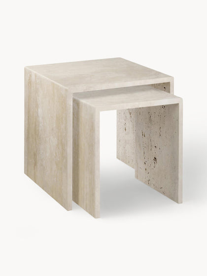 Westwing Collection Beistelltische Varu aus Travertin 2er-Set Sonderangebot der Fabrik