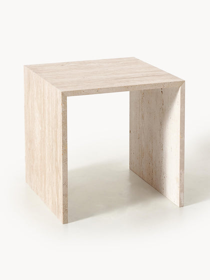 Westwing Collection Beistelltische Varu aus Travertin 2er-Set Sonderangebot der Fabrik