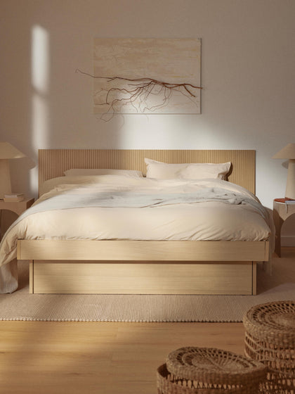 Westwing Collection Holzbett Sato mit Schubladen und Kopfteil Black Friday Preise