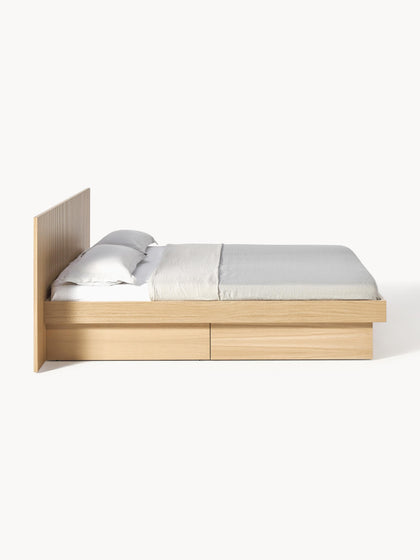 Westwing Collection Holzbett Sato mit Schubladen und Kopfteil Black Friday Preise