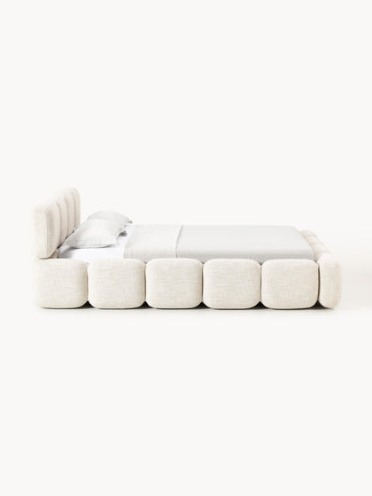Westwing Collection Polsterbett Tayla aus Bouclé mit Stauraum zollfrei
