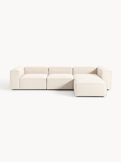 Westwing Collection Modulares Sofa Lennon (4-Sitzer) aus Leinen-Mix mit Hocker (links/rechts)