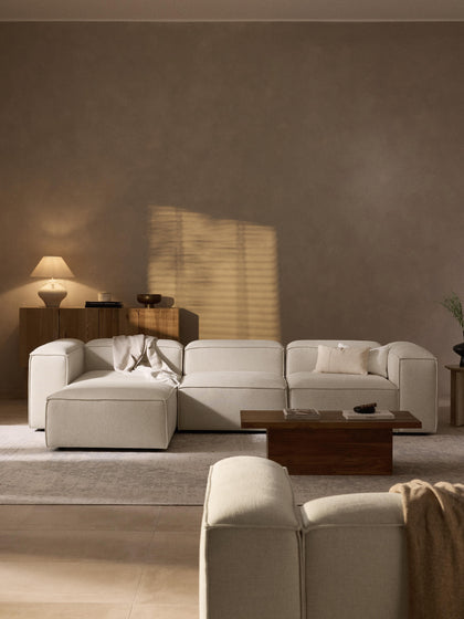 Westwing Collection Modulares Sofa Lennon (4-Sitzer) aus Leinen-Mix mit Hocker (links/rechts) 50% Rabatt für begrenzte Zeit