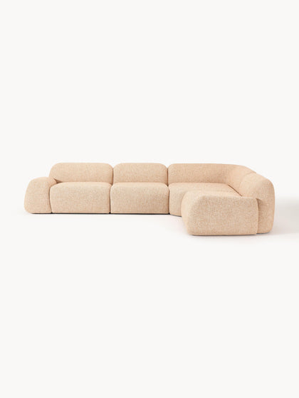 Westwing Collection Modulares Ecksofa Wolke (4-Sitzer) aus Bouclé