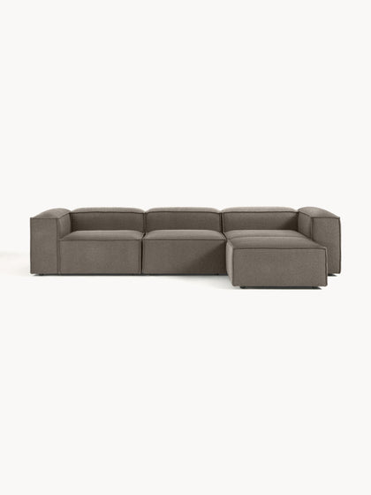 Westwing Collection Modulares Sofa Lennon (4-Sitzer) aus Bouclé mit Hocker (links/rechts)