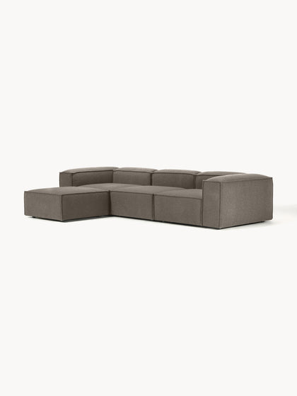 Westwing Collection Modulares Sofa Lennon (4-Sitzer) aus Bouclé mit Hocker (links/rechts) Exklusivangebot