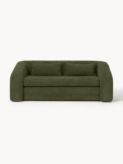 Westwing Collection Schlafsofa Eliot (2-Sitzer) aus Teddy-Bouclé