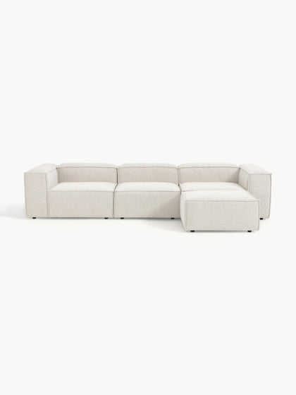 Westwing Collection Modulares Sofa Lennon (4-Sitzer) aus Bouclé mit Hocker (links/rechts)